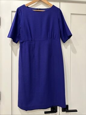 Pendleton Short-Sleeve Midi Shift Dress in Royal Blue
